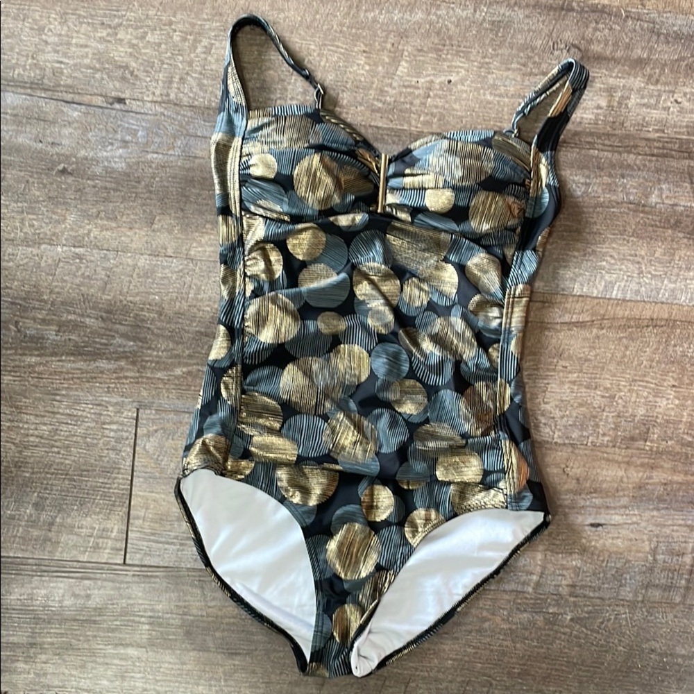 Byron blue dotted one piece swimsuit